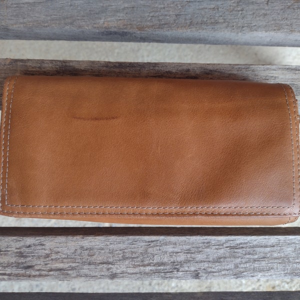 Tignanello Brown Distressed Leather Wallet Retro Vintage Handbag Accessory Genuine Leather