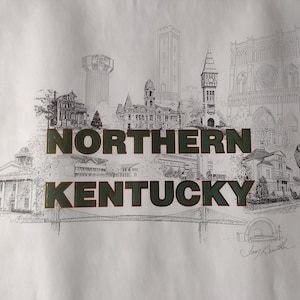 Northern Kentucky Kunstdruck Retro Vintage Blue Grass State Art Künstler Tom Gaither Künstler signiert Größe 22&quot;x17&quot;