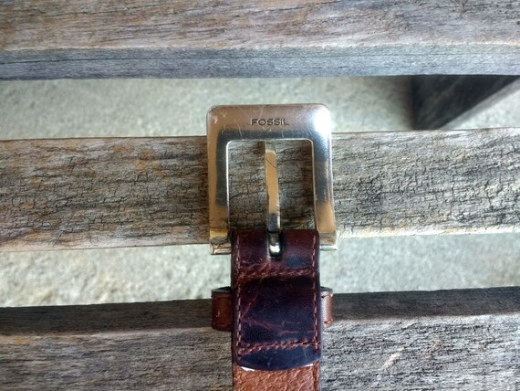 Vintage Fossil Brown Leather Belt With Silver Medallions and  display picture 1
