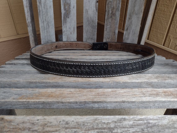 Men's Triple K Black Leather Belt with Interior Z… - image 3