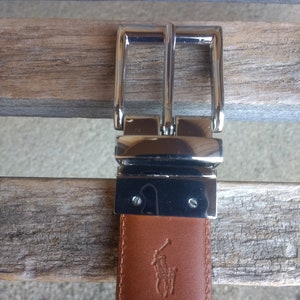 Vintage Polo Brown Leather Reversible Belt With Sigle Prong Silver ...