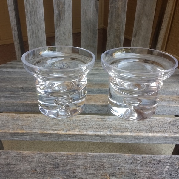 Vintage Badash Crystal Clear Candle Holders Handmade Table Decor Original Foil Set of 2