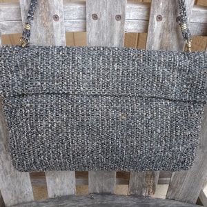 vintage FS Fay Swafford Original Shoulder Bag Black and Gray Tweed Handbag Purse Made in USA