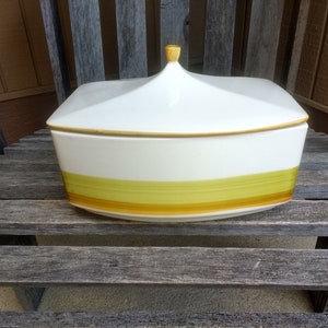 Vintage Imperial Stone Covered Dish Hand Painted Retro Serving Dish Pattern Buttercup Numbered 4708 Made in Japan
