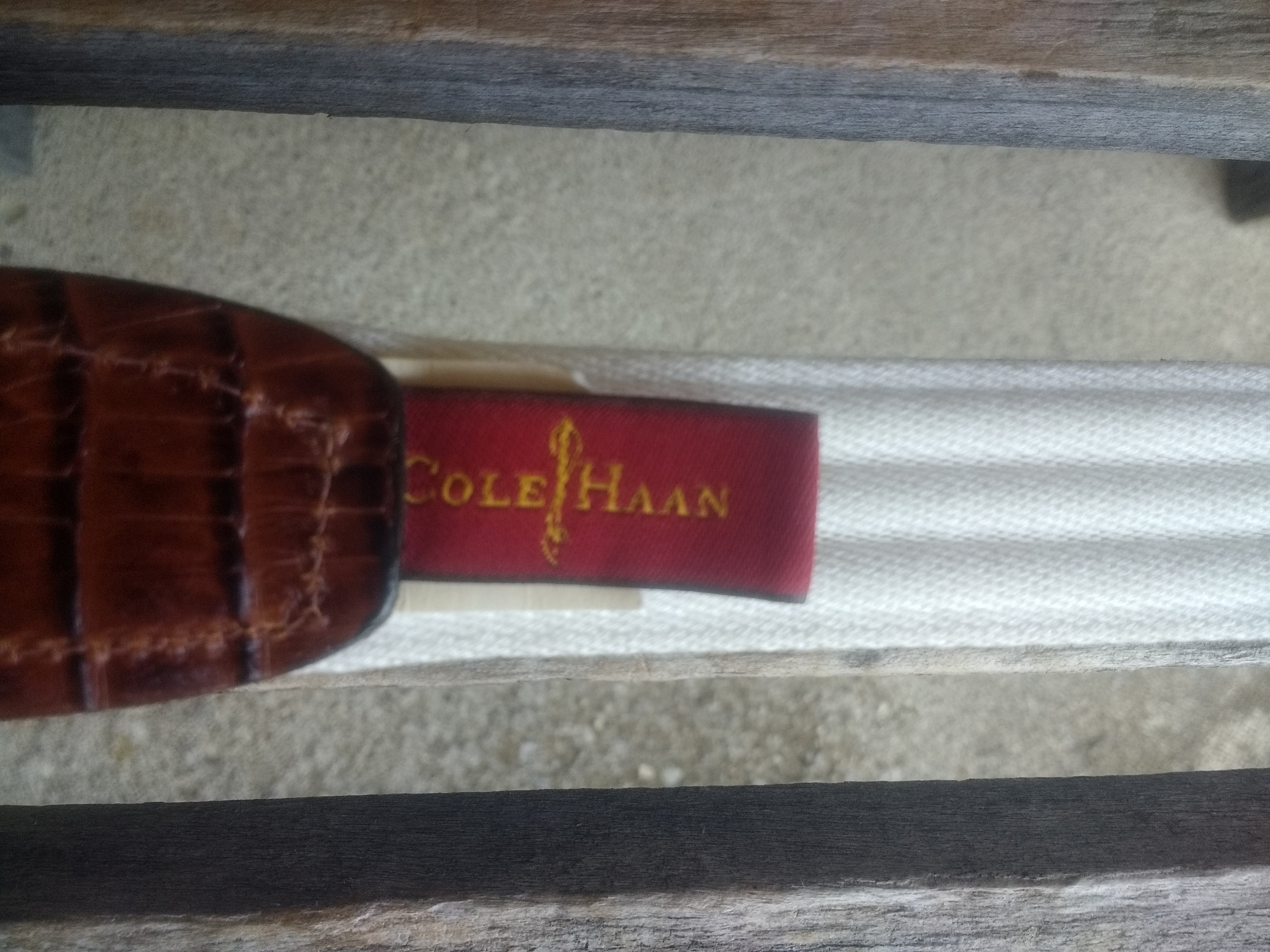 Vintage Cole Haan White Cotton and Brown Leather Belt With 