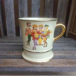 Vintage Barber Shop Quartet Musical Stein with Gold Trim Humorous Silly Mug Plays &quot;How Dry I Am&quot;