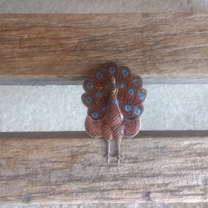 Vintage Siam Sterling Peacock Brooch 925 Sterling Silver with Enamel Overlay Pin Made in Siam (Thailand)