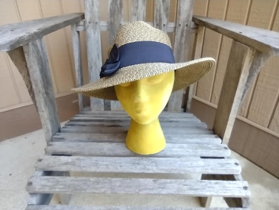 Scala Pronto Woven Tan and Black Sun Hat With Black Ribbon  display picture 2