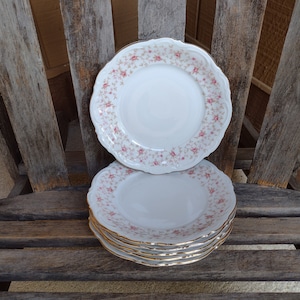 Mitterteich Bavaria Porcelain Scalloped Side Plates with Floral Accents and Gold Trim Retro Vintage Dining Plates Set of 6 Made in Germany