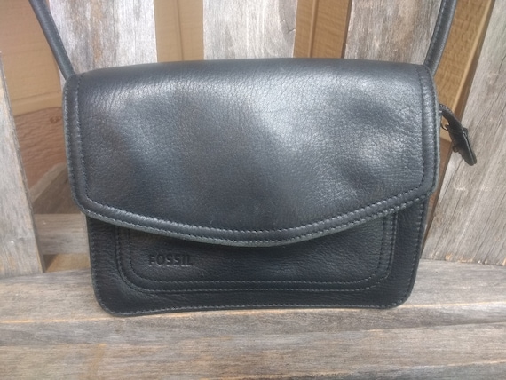 Vintage Fossil Black Leather Shoulder or Crossbody Bag Multipurpose  Organizer Handbag - Etsy Hong Kong