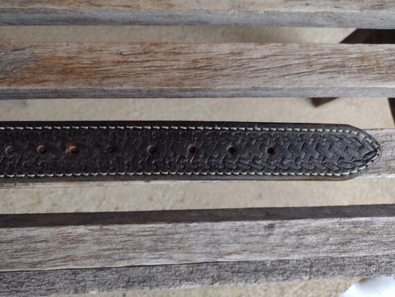 Men's Triple K Black Leather Belt with Interior Z… - image 5
