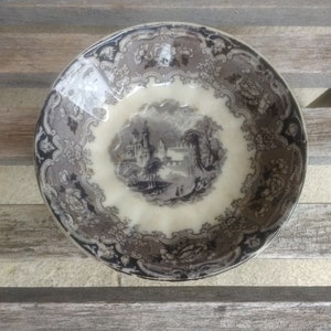 Antique J Clementson Ironstone Pottery Transferware Bowl Maker Joseph Clementson Pattern Udina Year 1840&#39;s Made in Hanley England