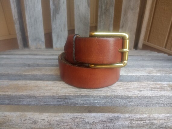 GAP Brown Italian Leather Belt With Solid Brass Buckle Genuine