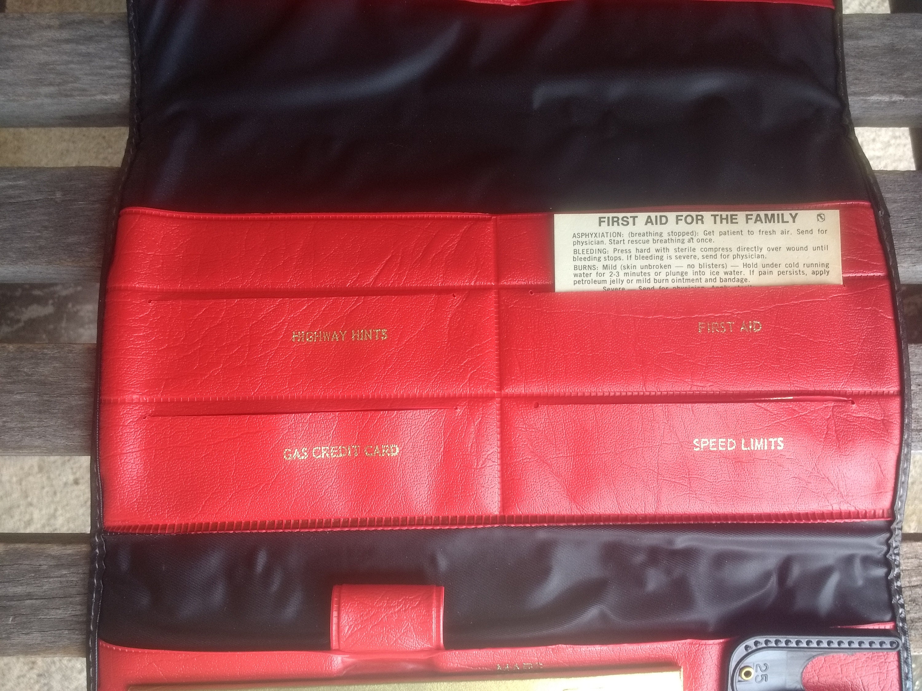 Vintage Swank Red Vinyl Auto Organizer Case Trifold Auto Accessory