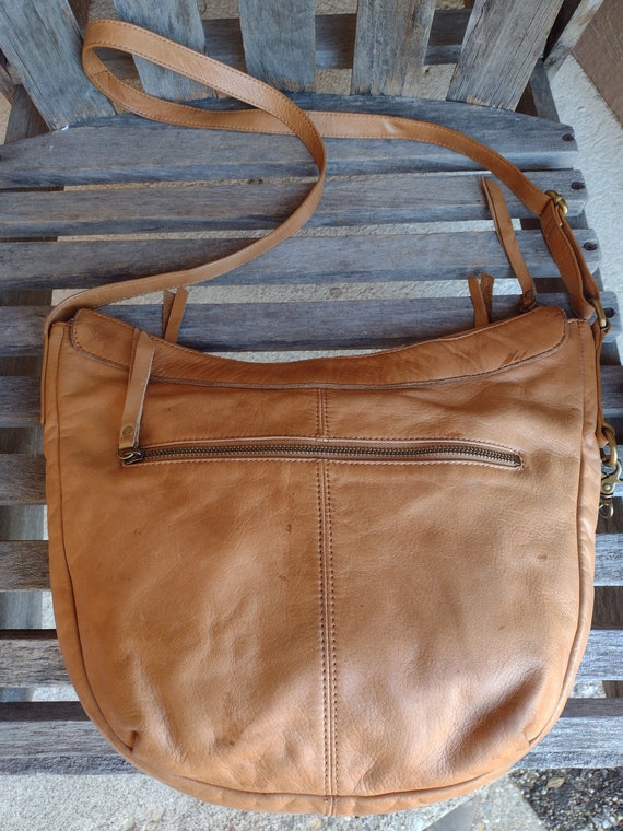 Lucky Brand Light Brown Distressed Leather Should… - image 3