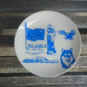 Vintage Alaska Souvenir Platte "Der 49. Staat" Gedenk dekorative Home Decor Durchmesser 7"