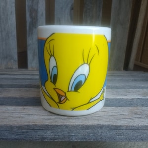 Vintage Looney Tunes Tweety Bird Ceramic Mug Retro Warner Bros Cartoon Character Maker Gibson Year 1996