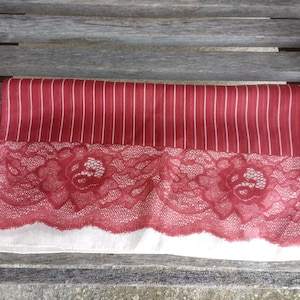 Vintage Italian Burnt Red Striped Scarf Long Narrow Rectangular Floral Neck Wrap 100% Polyester Size 62&quot;x14&quot; Made in Italy