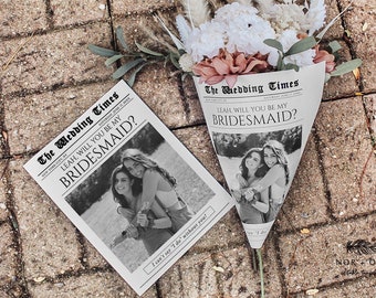 Bridesmaid Proposal Newspaper Template, Bridesmaid Proposal Card, Will You Be My Bridesmaid Newspaper, Unique Bridesmaid Gifts, Editable
