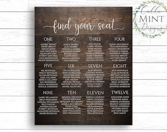 Cricut Wedding Seating Chart