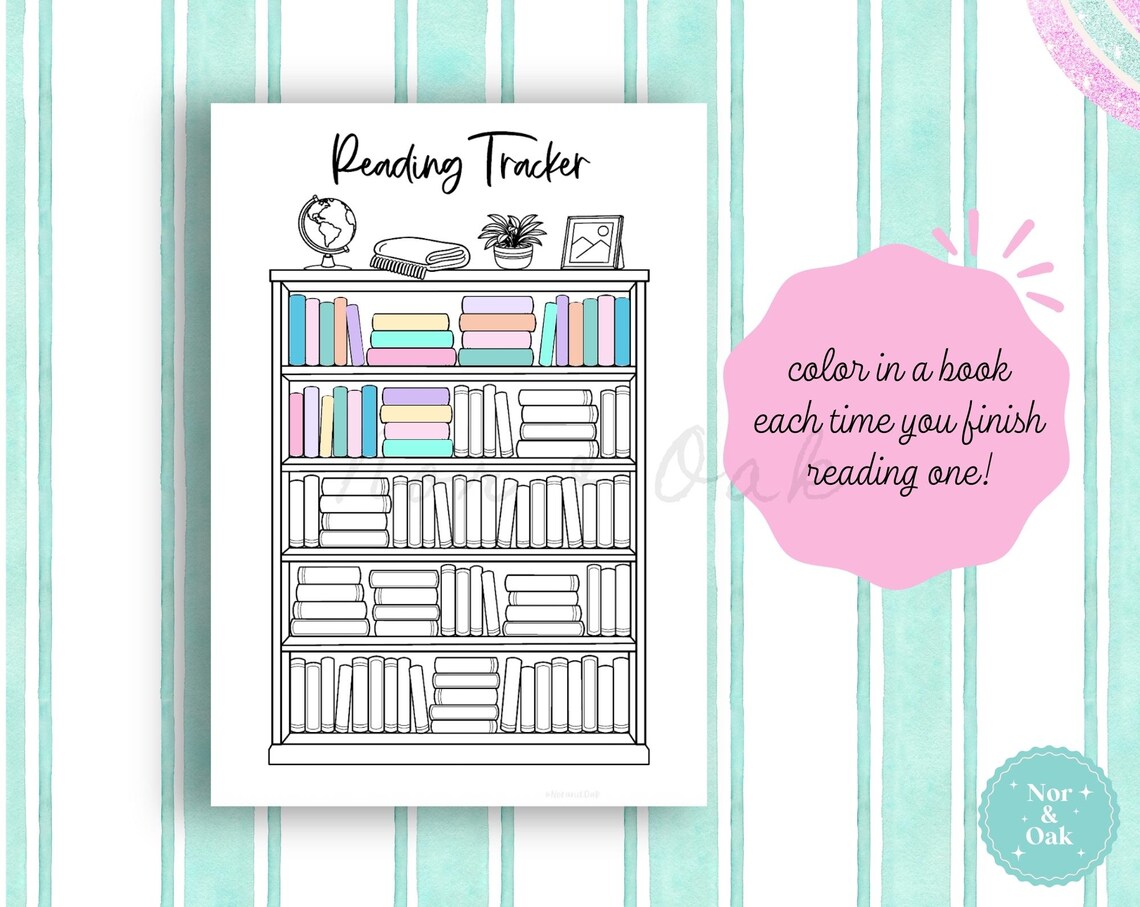 Reading Tracker Printable, Bullet Journal Book Tracker, Bookshelf ...