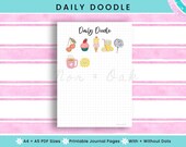 Doodle of the Day, Journal Printables, Daily Doodle, Doodling Printable, Printable Doodle, Doodling Journal, Doodle Planner, Printable PDF
