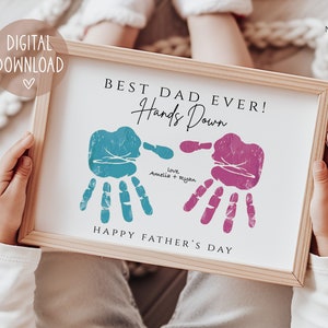 Beste Papa Hands Down, Vatertag Handabdruck Handwerk, Vatertagsgeschenk, Vatertagskarte, Geschenk für Papa vom Kind, digitaler Download, druckbares DIY
