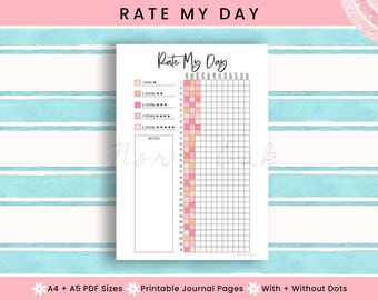 Bewerten Sie meinen Tag zum Ausdrucken, Bewerten Sie meinen Tag, Journal Printables, Jahr in Pixel, Stimmungstracker, Täglicher Tracker, Tägliche Bewertung, Monatlicher Tracker