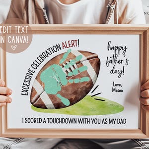 Art de l'empreinte de main fête des pères, cadeau fête des pères, carte de fête des pères, cadeau pour papa d'un enfant, touché de football, téléchargement numérique, édition, imprimable