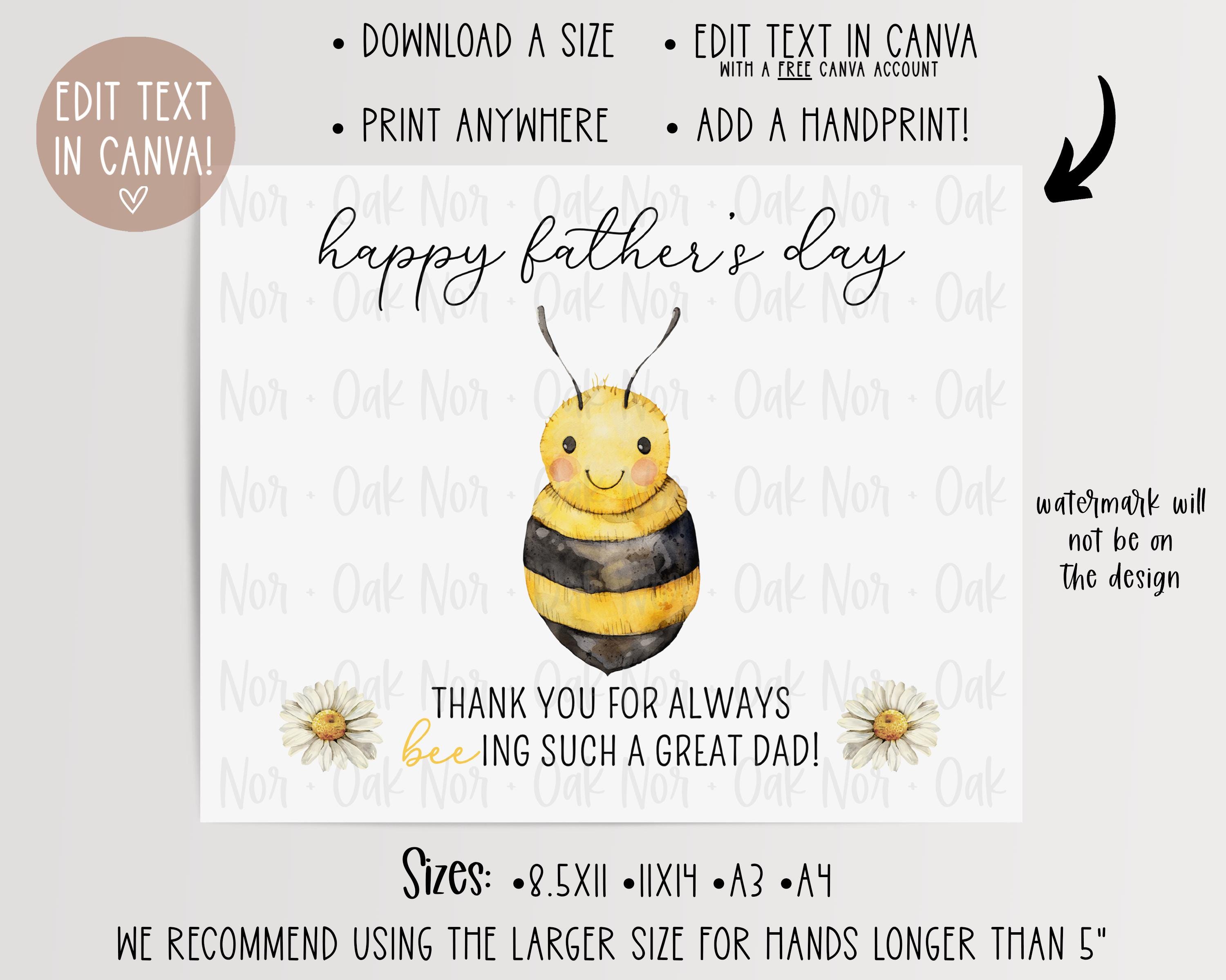 Father's Day Handprint Art, Father's Day Gift, Fathers Day Print, Bee ...