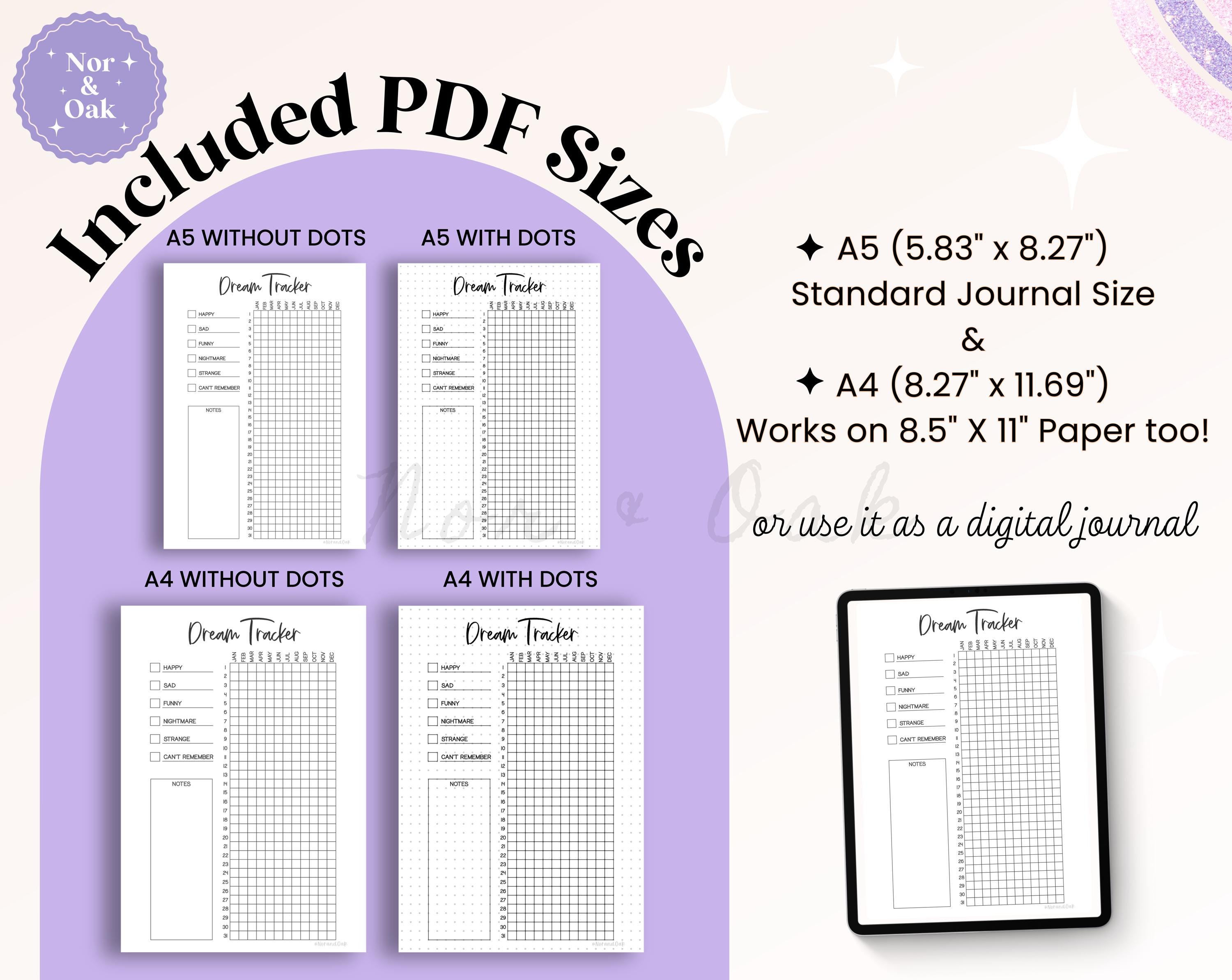 Printable Journal Racker Dream Tracker Printable, Dream Journal Page, Journal Page Printable ...