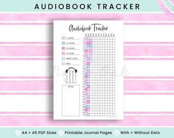 Audiobook Tracker Printable, Journal Printable Page, Book Tracker, Audiobook Journal Page, Habit Tracking, Digital Journal, Bujo Printable