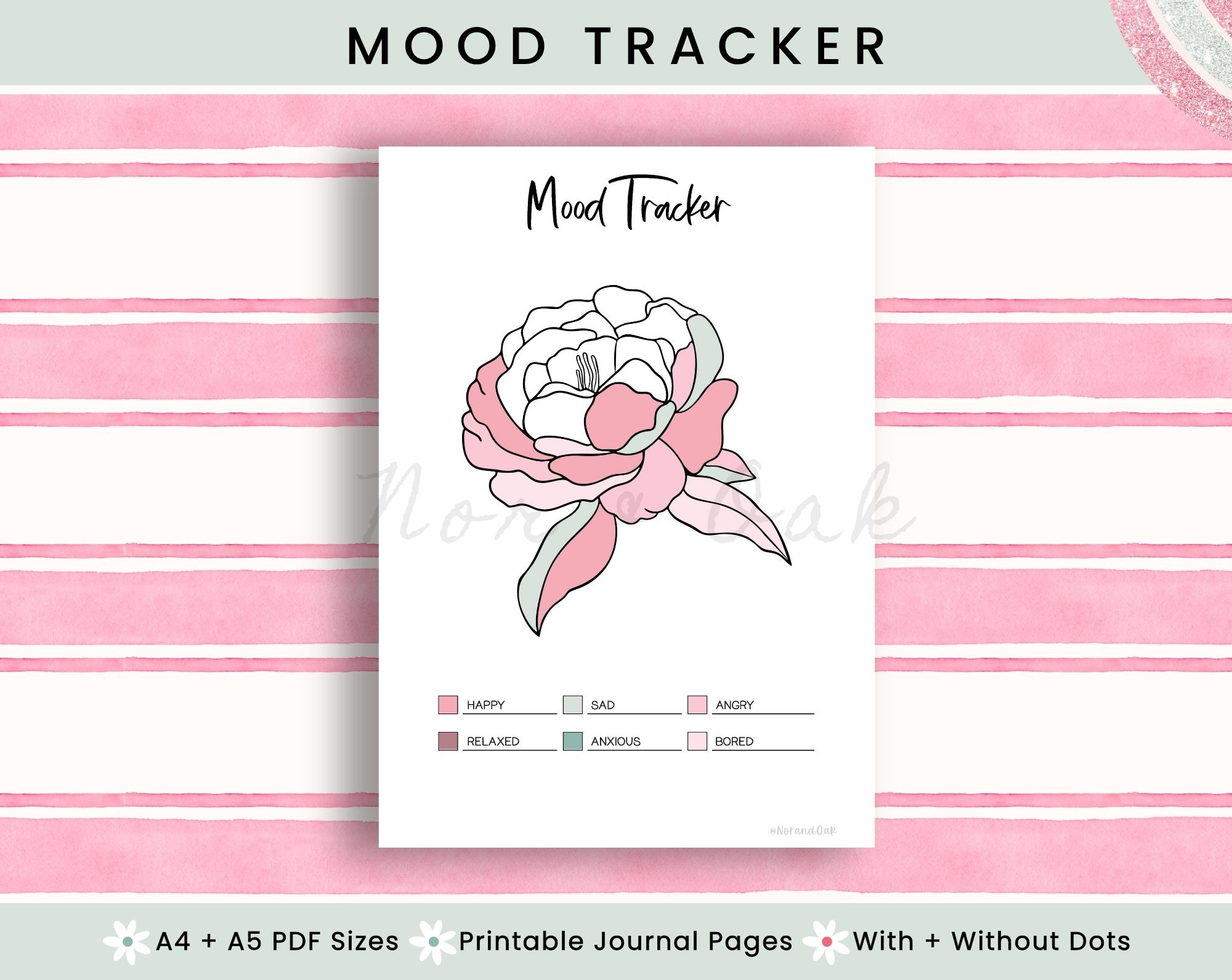 Flower Mood Tracker Printable, Journal Page Printable, Monthly Mood ...