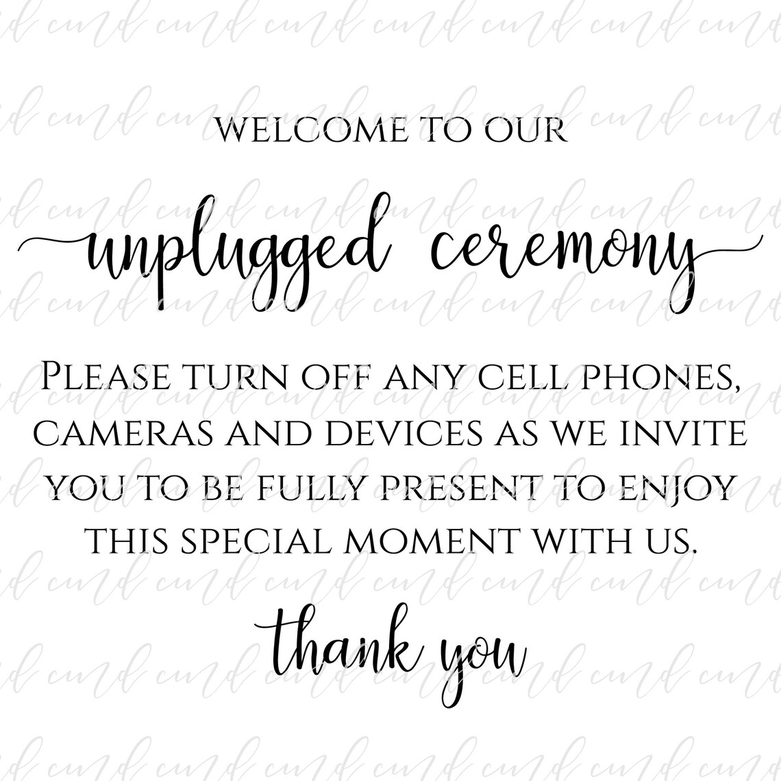 Unplugged Ceremony Svg Welcome to Our Unplugged Ceremony Svg - Etsy ...