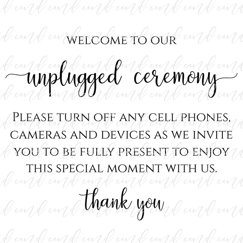 Free Free 232 Welcome To Our Unplugged Wedding Svg SVG PNG EPS DXF File