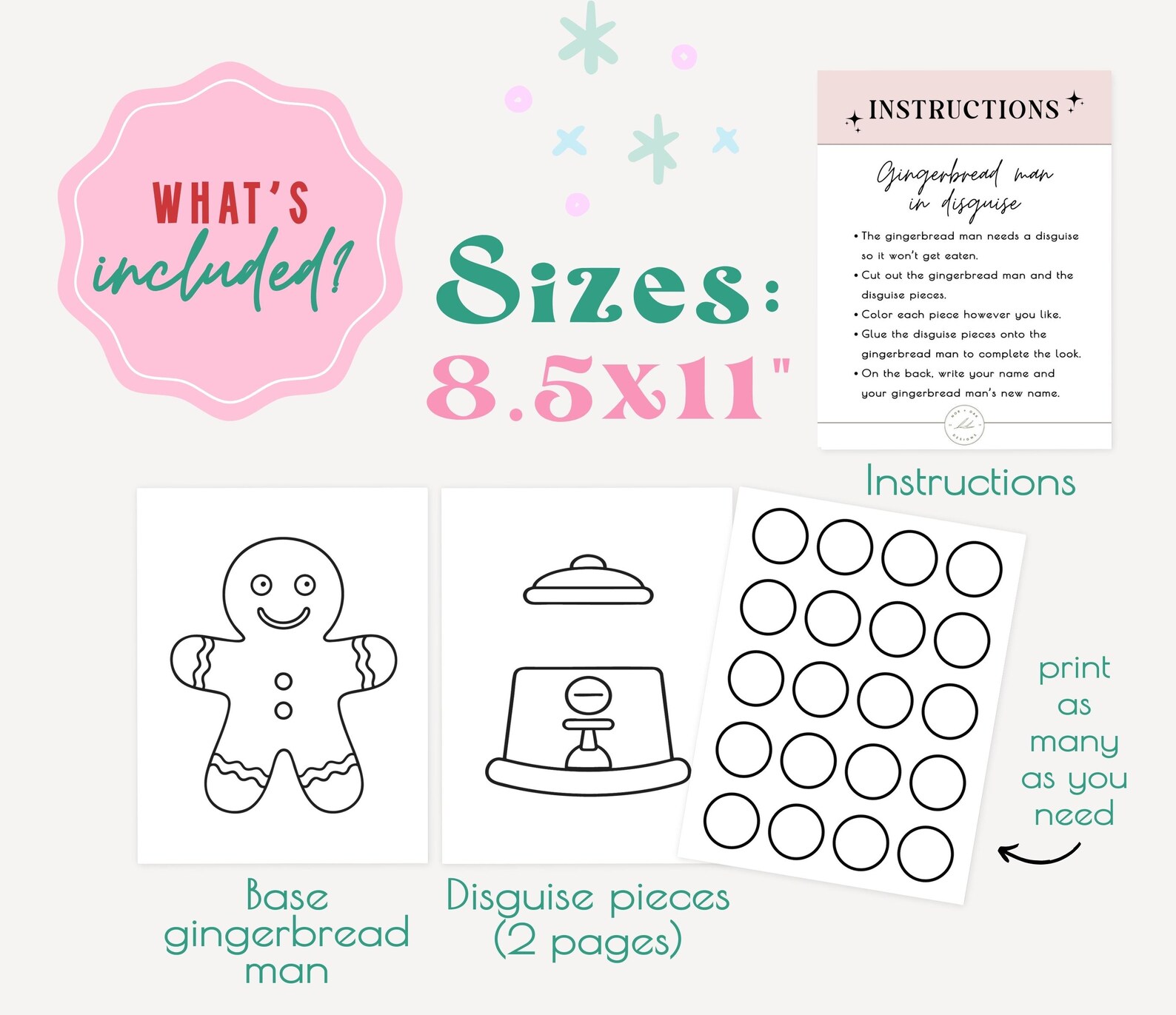 Disguise a Gingerbread Man, Gingerbread Disguise Printable, Gumball ...