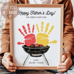 Manualidad con huella de mano para el Día del Padre, regalo para el Día del Padre, imprimible para el Día del Padre, "Te amo, papá", regalo de un niño, descarga digital, editable