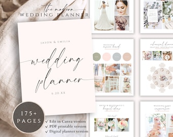 Hochzeitsplaner Digital, Hochzeitsplaner Buch, Digitale Hochzeitsvorlage, Hochzeitsmappe, Hochzeitsplaner, Bearbeiten in Canva, Printable Planner