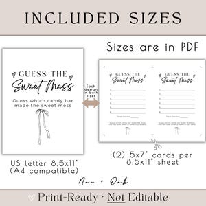 Guess the Sweet Mess Game Printable, Baby Shower Game, Baby Diaper Game, Baby Shower Printable, Baby Shower Activity, Instant Download, V1 image 2