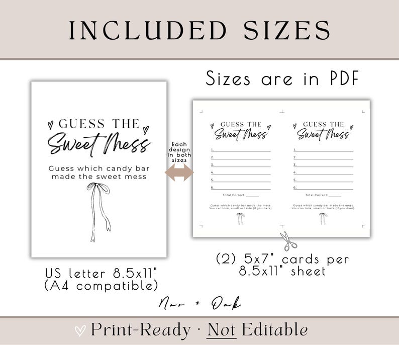 Guess the Sweet Mess Game Printable, Baby Shower Game, Baby Diaper Game, Baby Shower Printable, Baby Shower Activity, Instant Download, V1 image 2