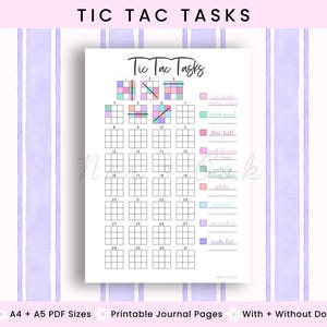 Tic Tac Tasks, Printable Journal Page, Task Tracker, Task Tracking, Adulting Tracker, Habit Tracker, Instant Download PDF, Monthly Tracker