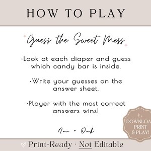 Guess the Sweet Mess Game Printable, Baby Shower Game, Baby Diaper Game, Baby Shower Printable, Baby Shower Activity, Instant Download, V1 image 3