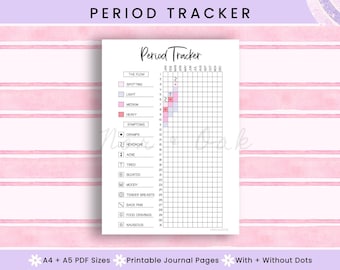 Period Tracker Printable, Journal Printable, Period Tracking, Period Journal, Period Tracker PDF, Yearly Tracker, Daily Tracker, Bujo Pages