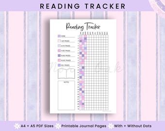 Reading Tracker Printable, Journal Page Printable, Page Read Tracker, Book Tracker, Reading Log, Yearly Tracker, Daily Tracker, Bujo Tracker
