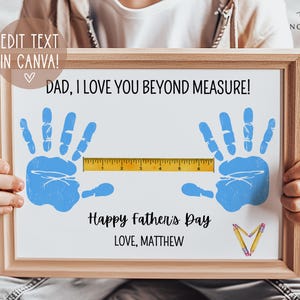 Art de l'empreinte de main fête des pères, cadeau fête des pères, cadeau pour papa d'un enfant, carte de fête des pères, téléchargement numérique, édition imprimable, amour au-delà de toute mesure