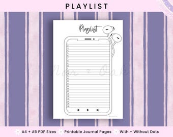 Playlist Tracker Printable, Journal Printables, Music Playlist, Music Journal Printable, Music Tracker, Printable Music Playlist, Bujo Pages