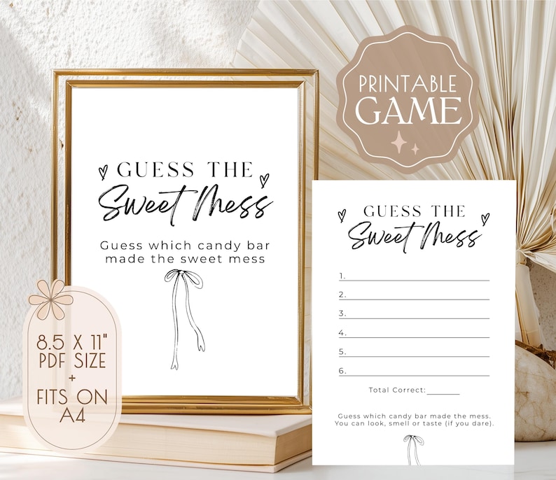 Guess the Sweet Mess Game Printable, Baby Shower Game, Baby Diaper Game, Baby Shower Printable, Baby Shower Activity, Instant Download, V1 image 1