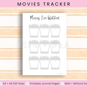Movie Tracker Printable, Journal Printable Page, Movie Watchlist, Movie Review, Movie Journal, Track Movies Watched, Film Tracker, Movie Log