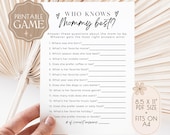 Who Knows Mommy Best Game, Baby Shower Game, Baby Shower Printable, Baby Shower Activity, Gender Neutral Baby Shower, Instant Download, V1