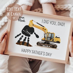 Artisanat d'empreintes de main pour la fête des pères, I Dig You Dad, cadeau fête des pères, carte de fête des pères, cadeau pour papa d'un enfant, téléchargement numérique, modifiable imprimable
